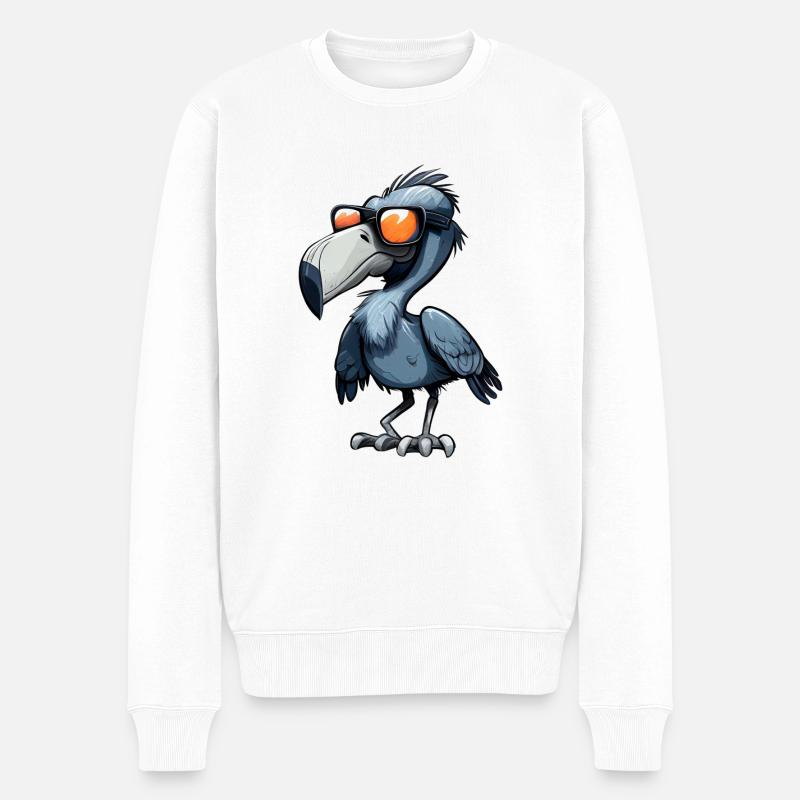 Schuhschnabel mit Sonnenbrille - Männer Premium Bio Pullover - Weiß