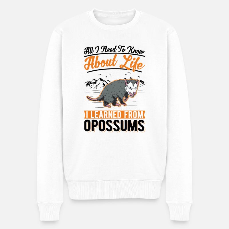 Opossum Possum Beutelratte - Männer Premium Bio Pullover - Weiß