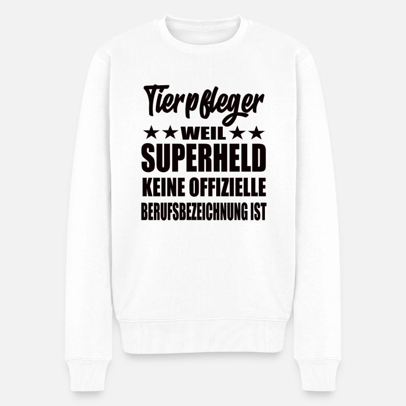 Tierpfleger Superheld Spruch - Männer Premium Bio Pullover - Weiß