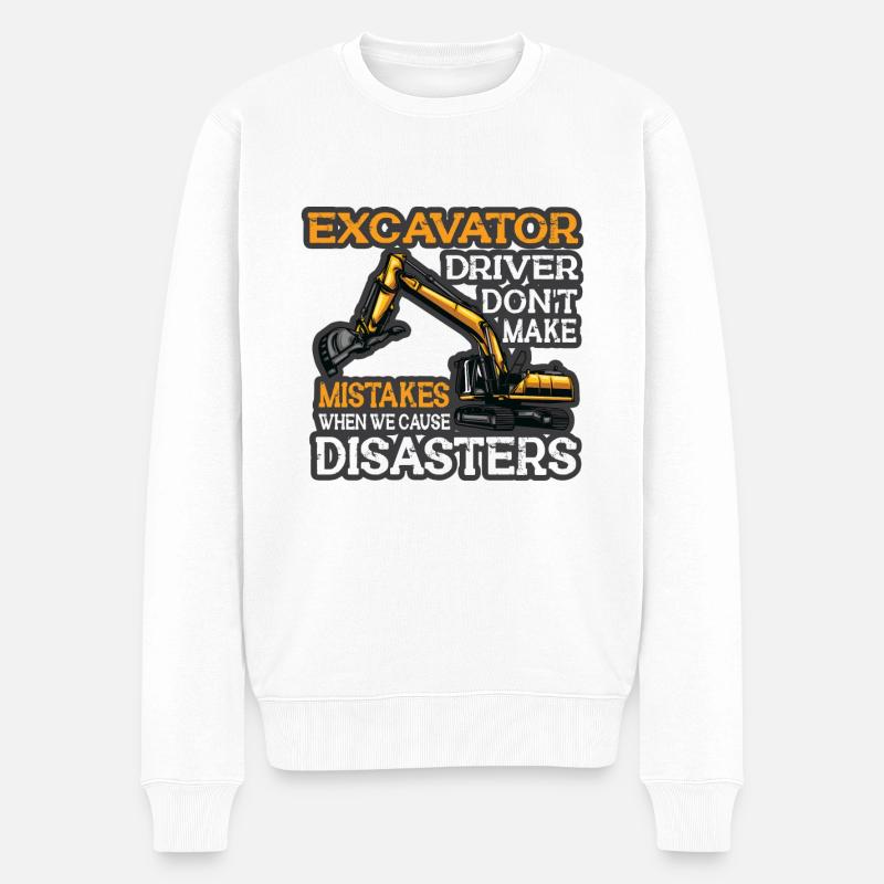 Lustiger Bagger Spruch für Baggerfahrer - Männer Premium Bio Pullover - Weiß