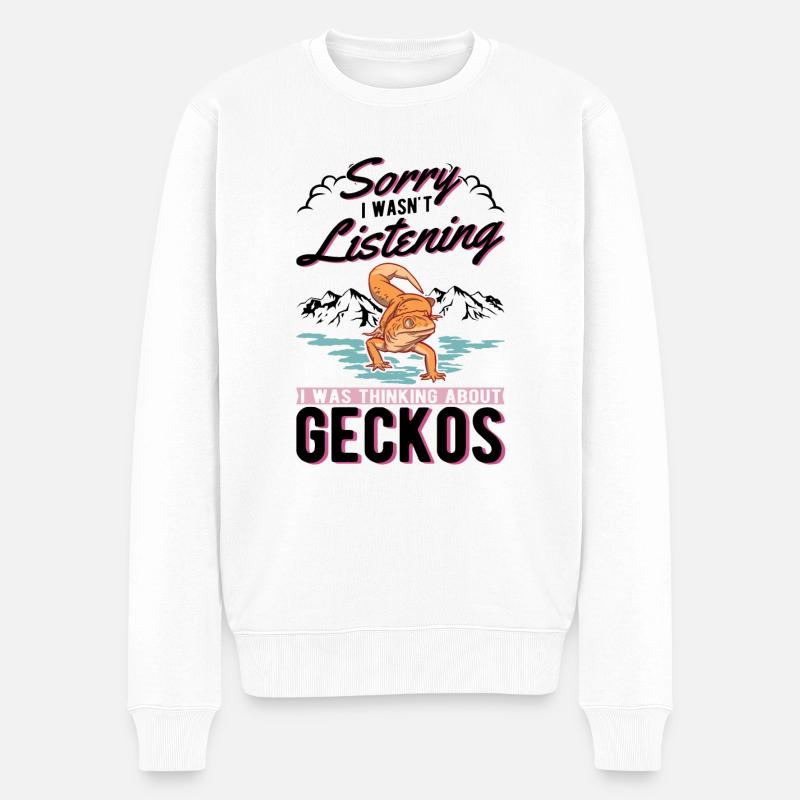 Gecko Geschenk Leopardgecko - Männer Premium Bio Pullover - Weiß