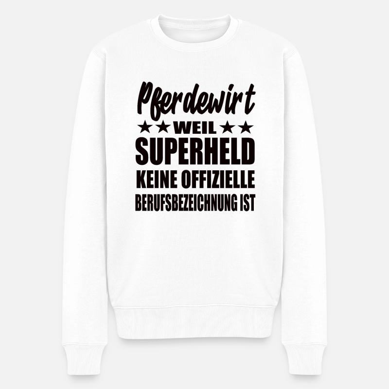 Pferdewirt Superheld Spruch - Männer Premium Bio Pullover - Weiß