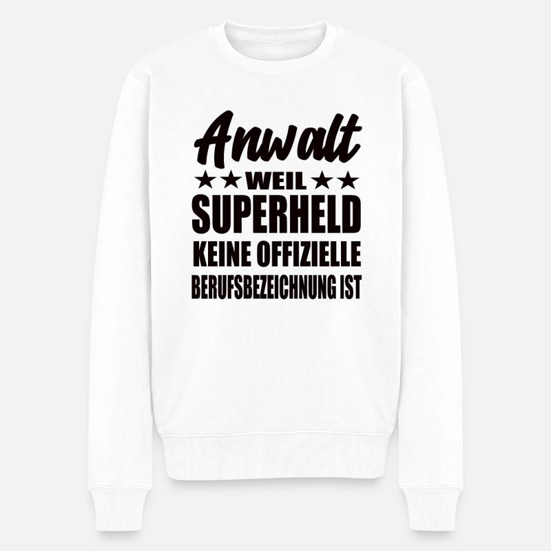 Anwalt Superheld Spruch - Männer Premium Bio Pullover - Weiß