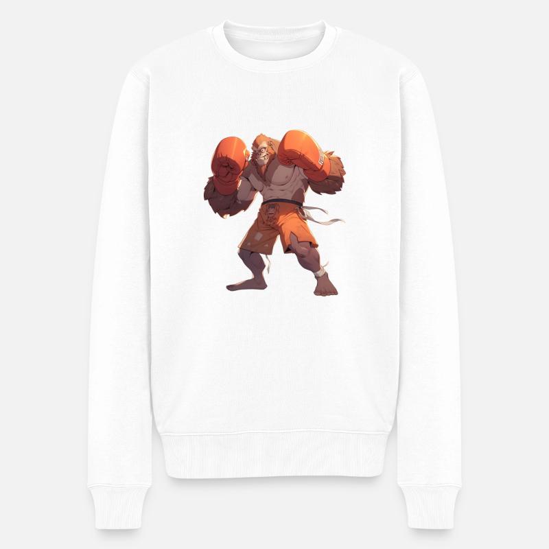 Orang-Utan Boxer - Männer Premium Bio Pullover - Weiß