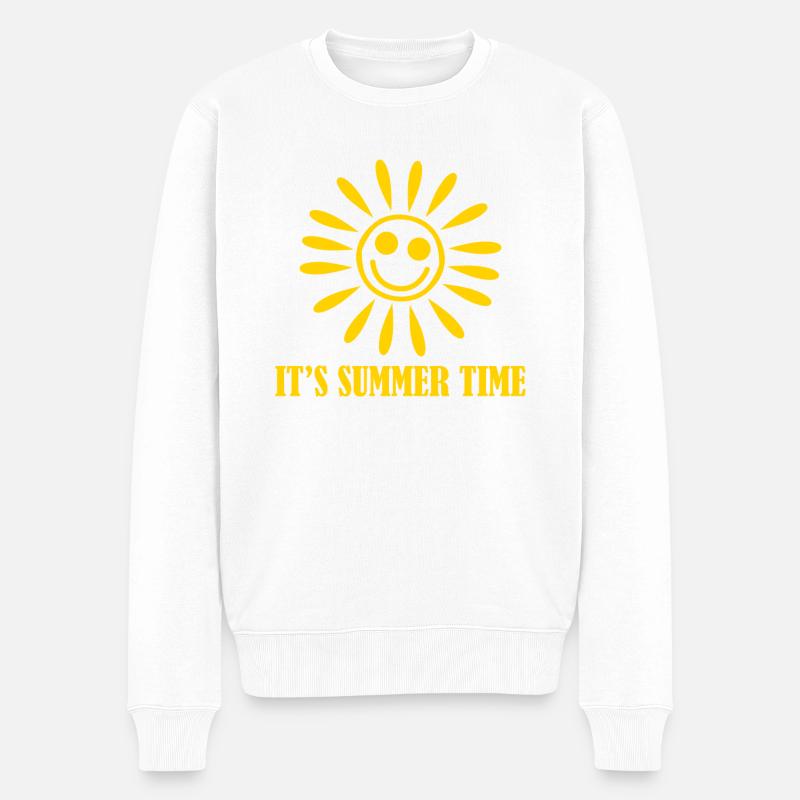 Sonne Lächeln Sommer - Männer Premium Bio Pullover - Weiß