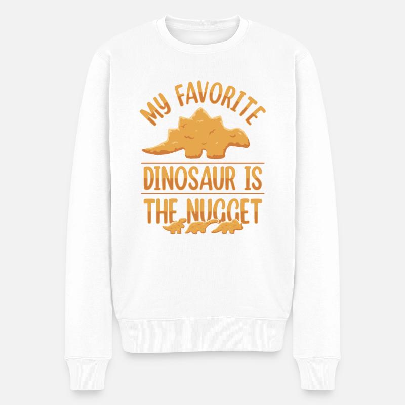 Mein Lieblingsdinosaurier ist der Nugget - Männer Premium Bio Pullover - Weiß