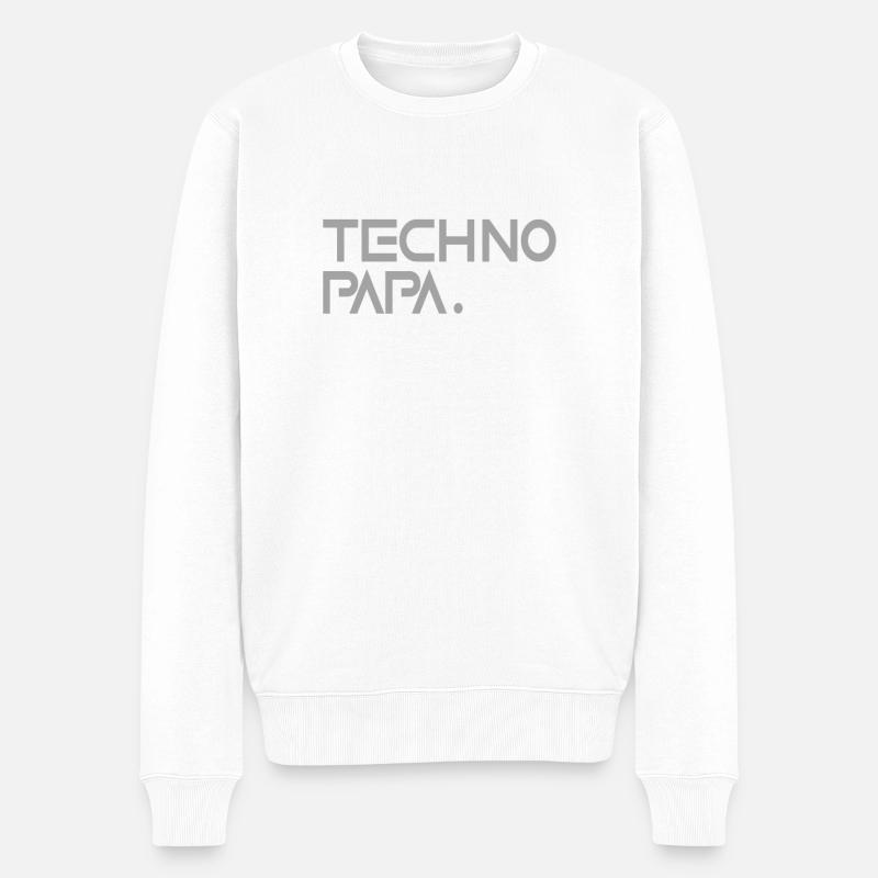 Techno Papa - Männer Premium Bio Pullover - Weiß