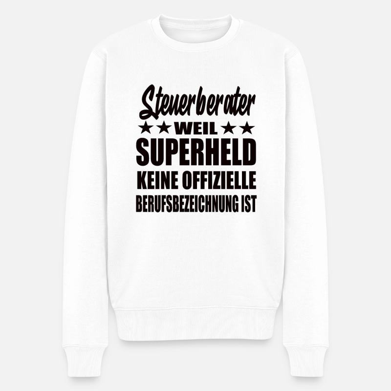 Steuerberater Superheld Spruch - Männer Premium Bio Pullover - Weiß