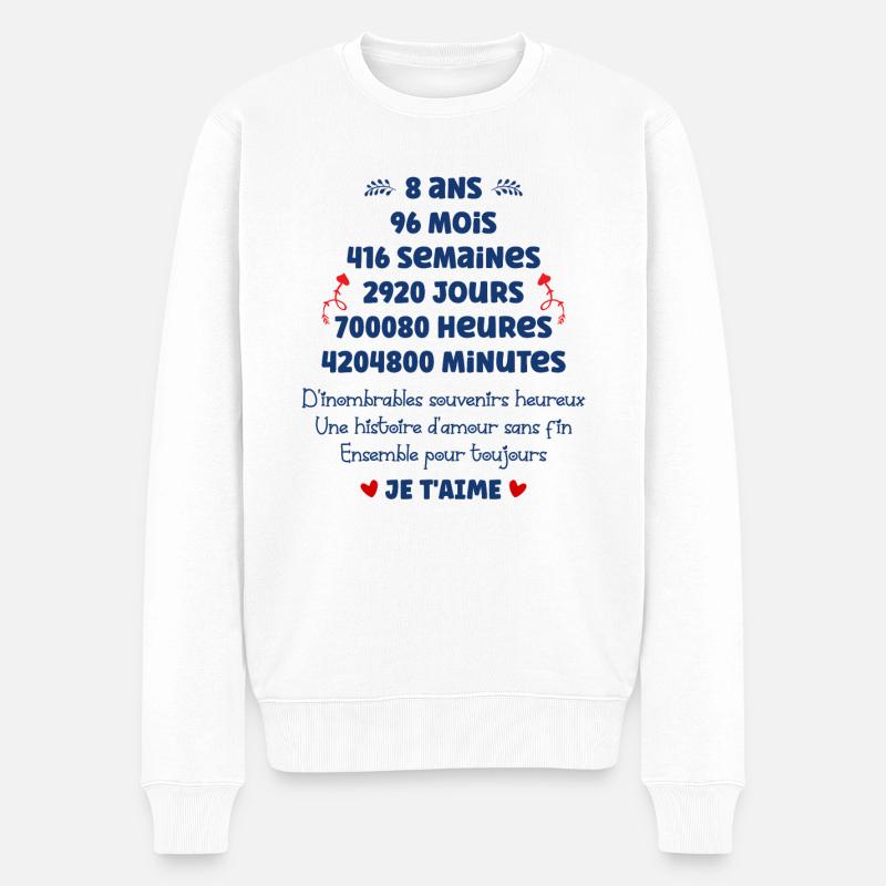 Amour 8 ans - Pull Premium bio Homme - blanc