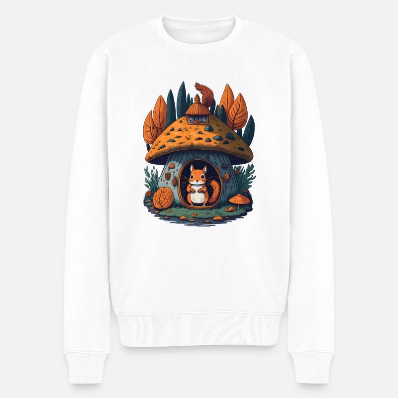 Pilz-Cottage-Eichhörnchen - Männer Premium Bio Pullover - Weiß
