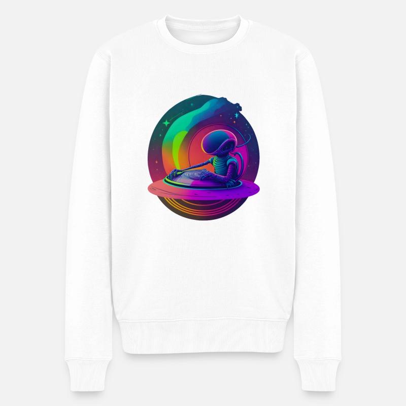 Außerirdischer DJ - Männer Premium Bio Pullover - Weiß