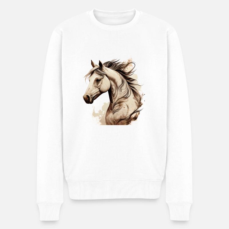 Cheval sauvage - Pull Premium bio Homme - blanc