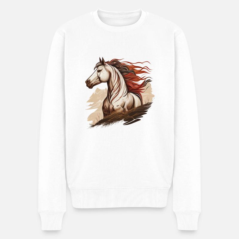 Cheval sauvage - Pull Premium bio Homme - blanc