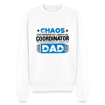 Chaos-Koordinator Papa Vatertag - Männer Premium Bio Pullover - Weiß - Vorne - Thijin (182cm)