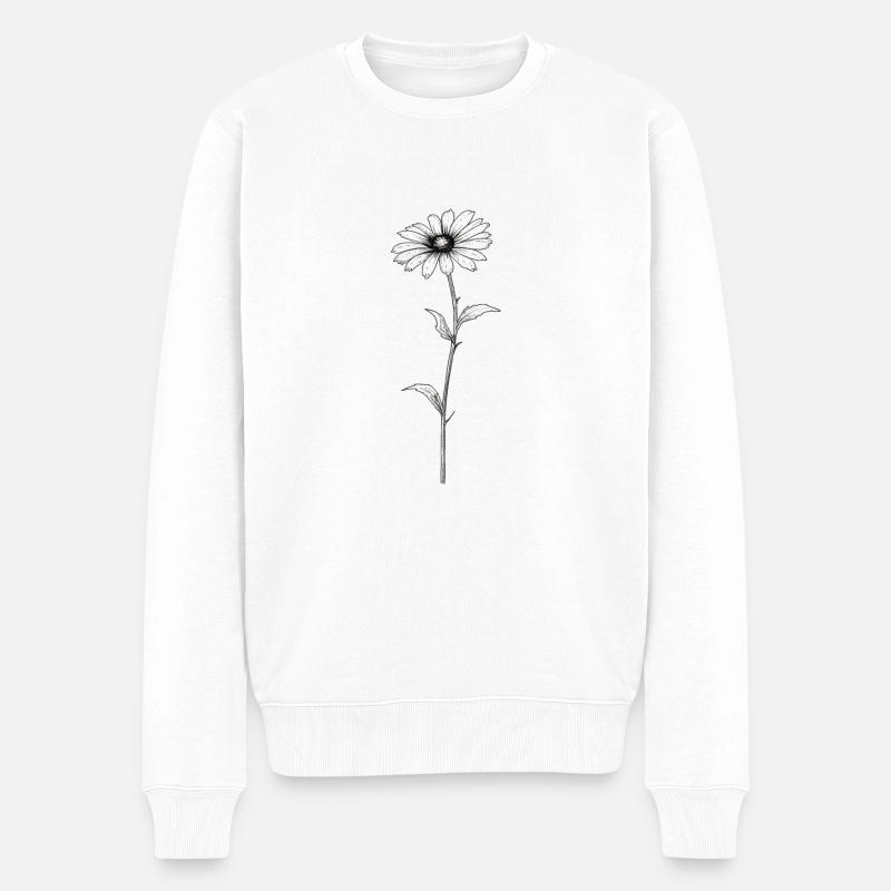 Gänseblümchen Sillouetthe - Männer Premium Bio Pullover - Weiß
