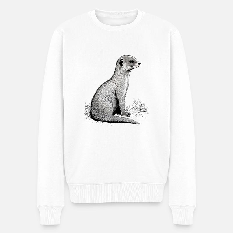 Mungo Zeichnung - Männer Premium Bio Pullover - Weiß