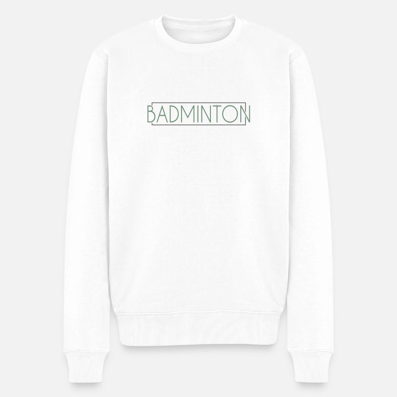Badminton Schriftzug - Männer Premium Bio Pullover - Weiß