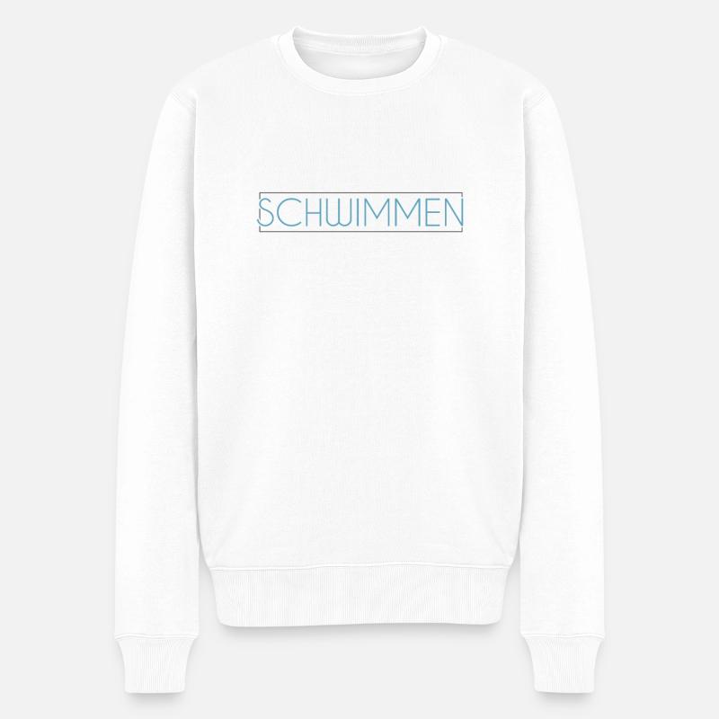 Schwimmen Schriftzug - Männer Premium Bio Pullover - Weiß
