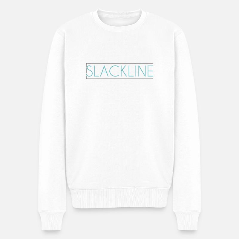 Slackline Schriftzug - Männer Premium Bio Pullover - Weiß
