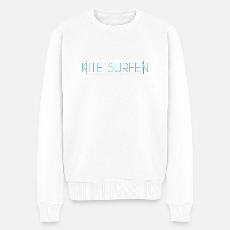 Kite surfing Schriftzug - Männer Premium Bio Pullover - Weiß