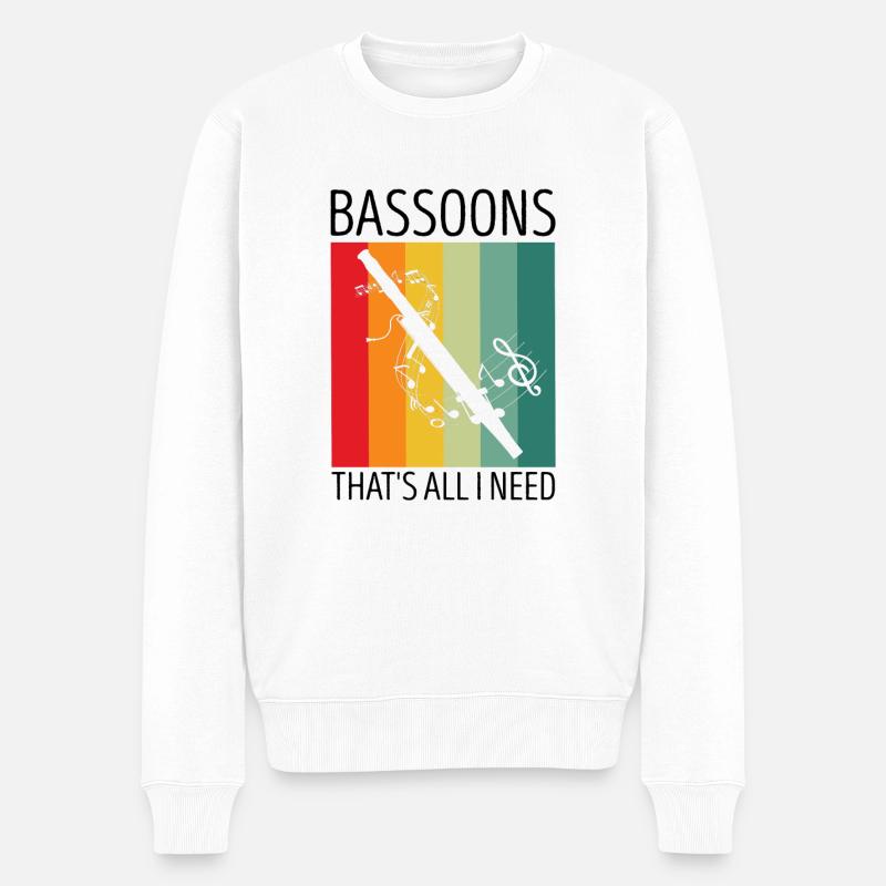 Orchester und Holzblasinstrument - Männer Premium Bio Pullover - Weiß