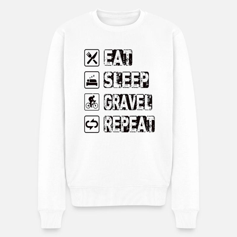 Manger Sommeil Gravier Répéter - Pull Premium bio Homme - blanc