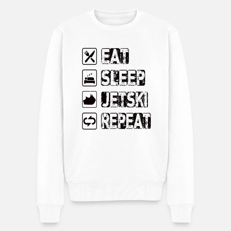 Manger Sleep Jetski Répéter - Pull Premium bio Homme - blanc