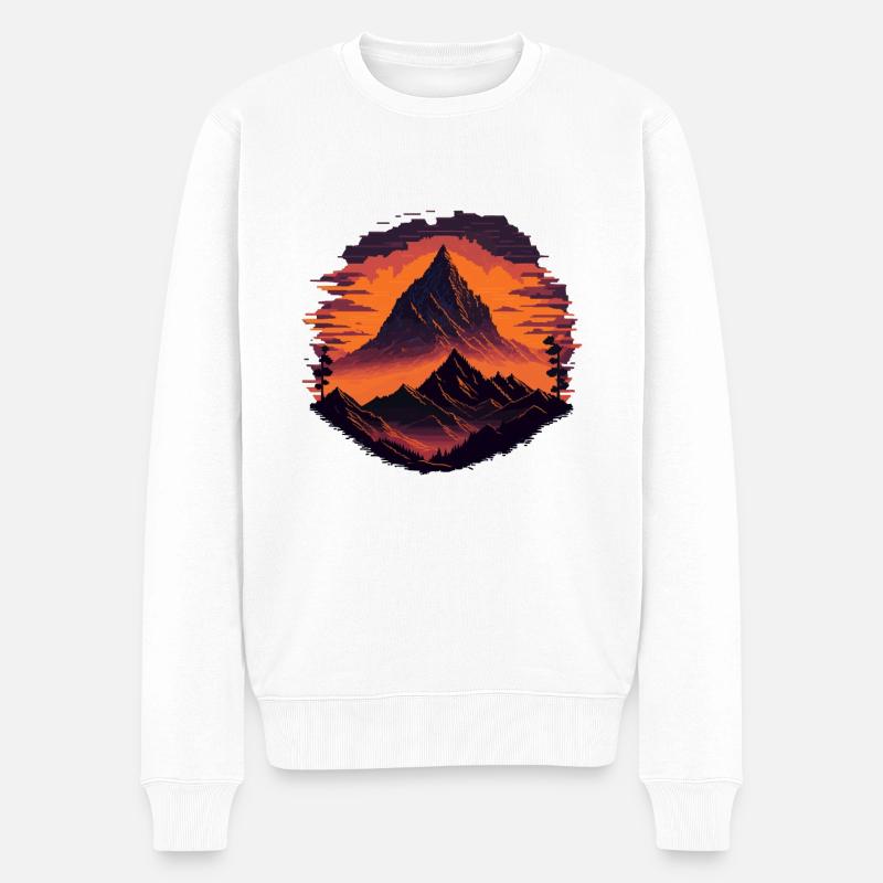 Retro-Pixelberge - Männer Premium Bio Pullover - Weiß