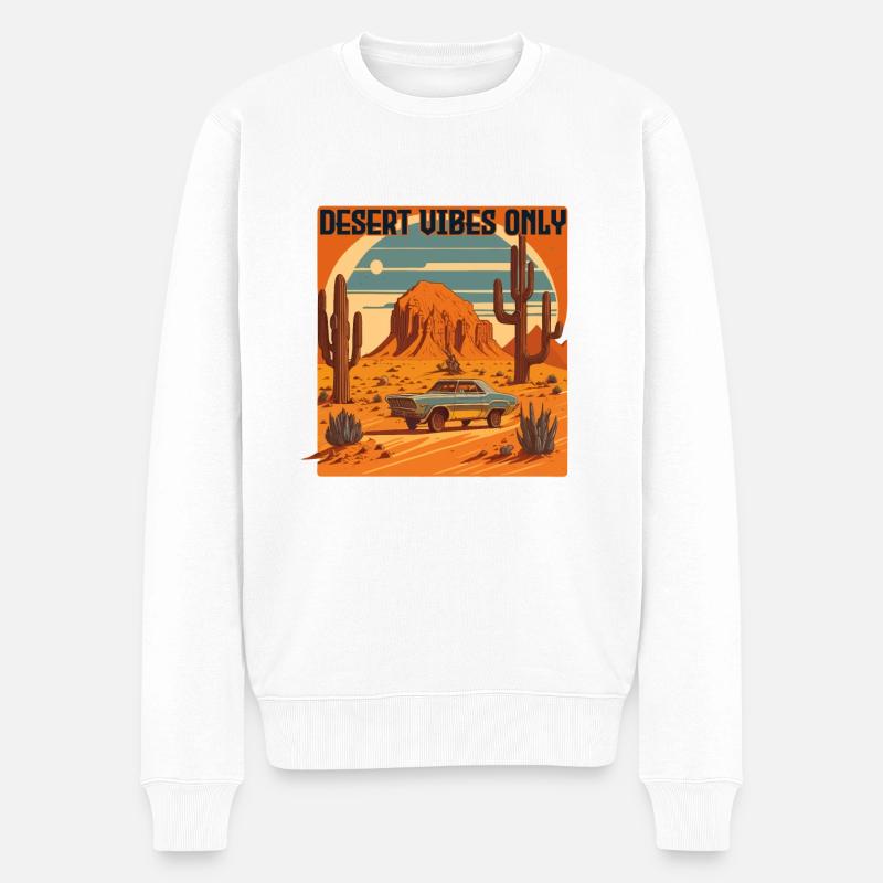 WÜSTEN-VIBES (Retro-Stil) - Männer Premium Bio Pullover - Weiß