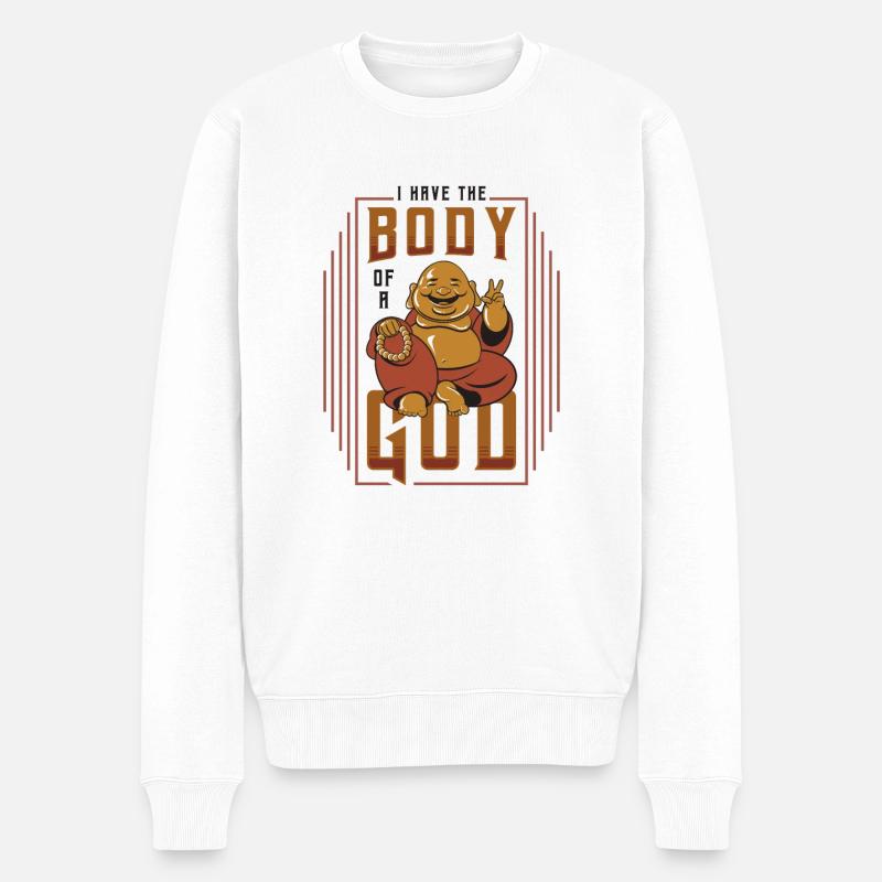 Ich Habe Den Körper Eines Gottes, Lustiger Buddha - Männer Premium Bio Pullover - Weiß