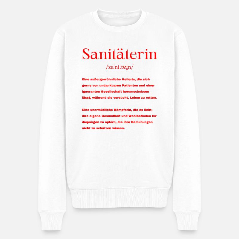 Sanitäterin Definition - Männer Premium Bio Pullover - Weiß