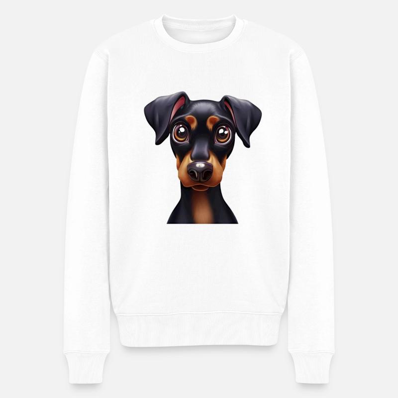 Charmante Dobermann-Pinscher-Kunst - Männer Premium Bio Pullover - Weiß
