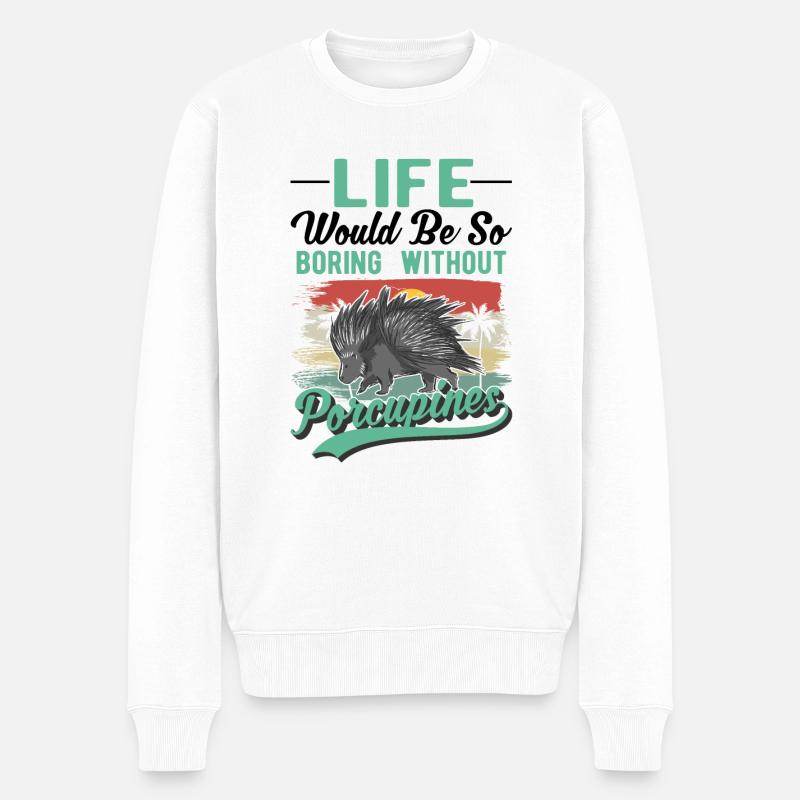 Stachelschwein Geschenk Porcupine - Männer Premium Bio Pullover - Weiß