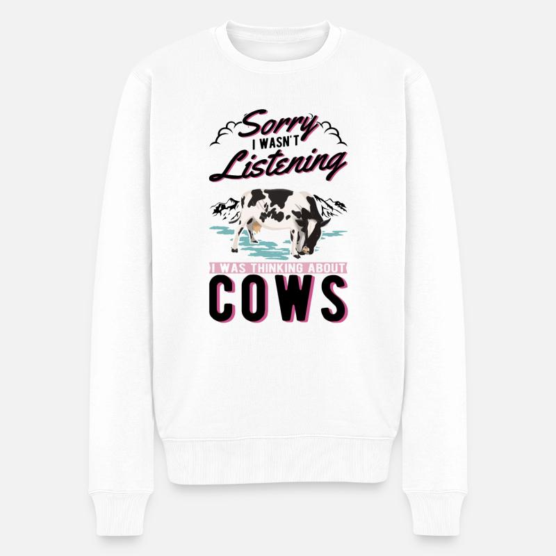 Kuh Landwirt Rinderzüchter Bauer Kühe - Männer Premium Bio Pullover - Weiß