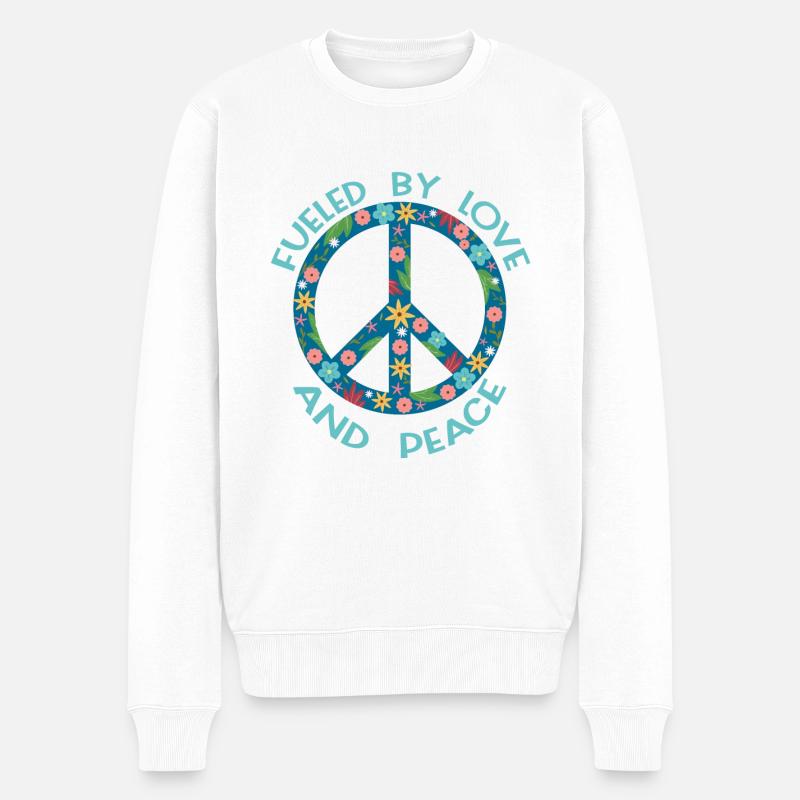 Hippie Karneval Kostüm Geschenk Peace - Männer Premium Bio Pullover - Weiß