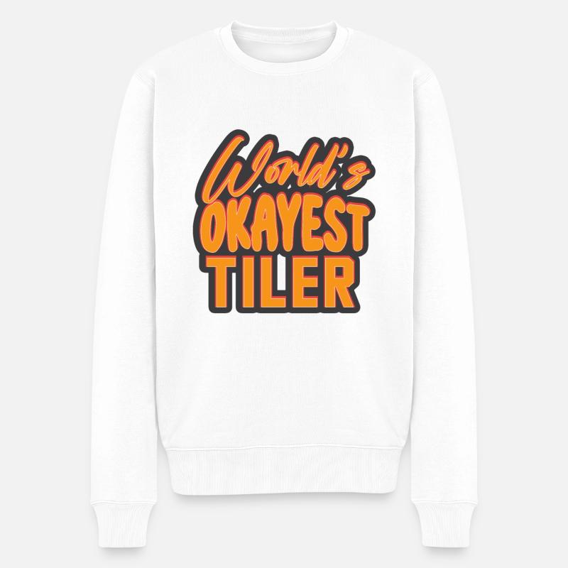Lustiger Fliesenleger Spruch Handwerker - Männer Premium Bio Pullover - Weiß