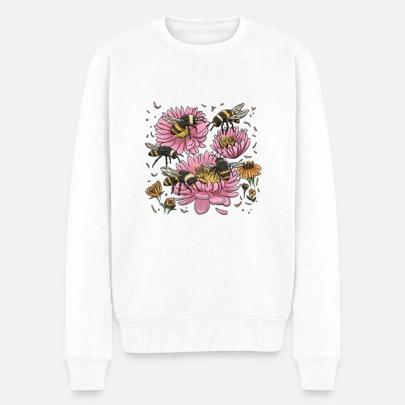 Bienenliebhaber Cottagecore Ästhetisches - Männer Premium Bio Pullover - Weiß