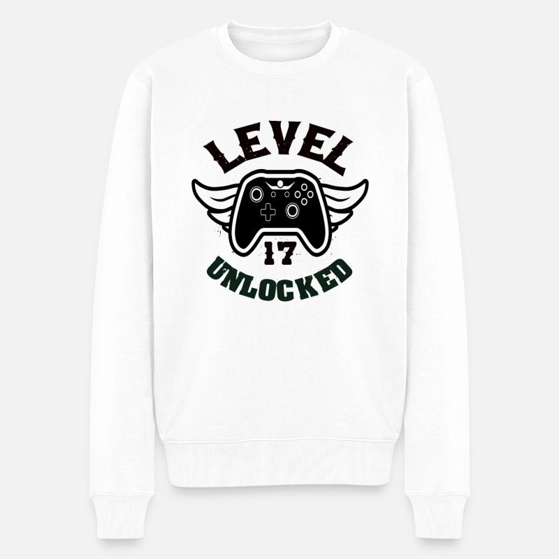 Niveau 17 Débloqué 17 Anniversaire - Pull Premium bio Homme - blanc