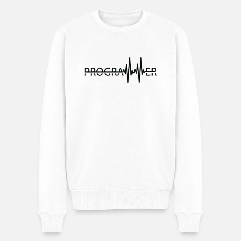 Programmierer Heartbeat Programmierung Coder - Männer Premium Bio Pullover - Weiß