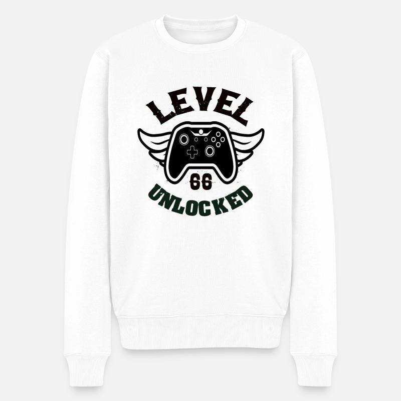 Niveau 66 Débloqué 66 Anniversaire - Pull Premium bio Homme - blanc