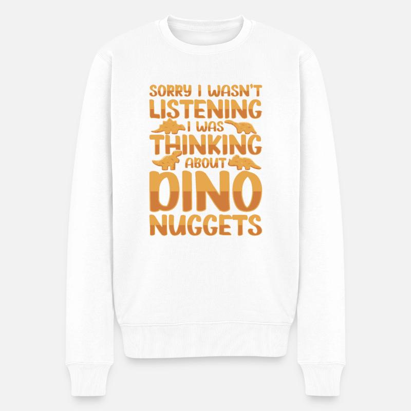 Mein Lieblingsdinosaurier ist der Nugget - Männer Premium Bio Pullover - Weiß
