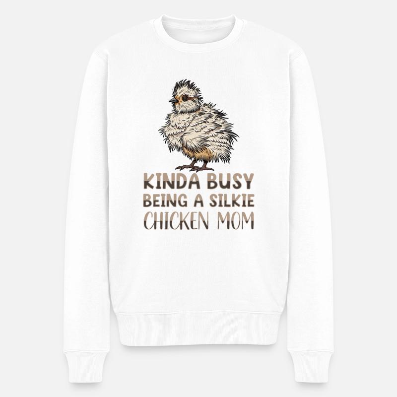 Silkie Chicken Mom Chinesisches Seidenhuhn - Männer Premium Bio Pullover - Weiß