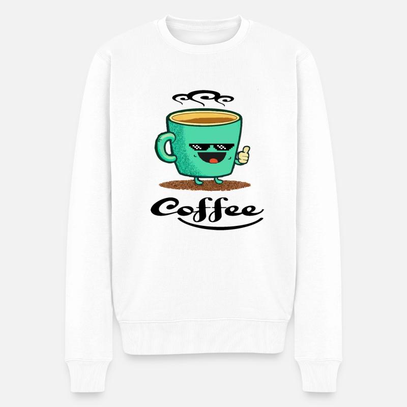 Kaffee - Männer Premium Bio Pullover - Weiß