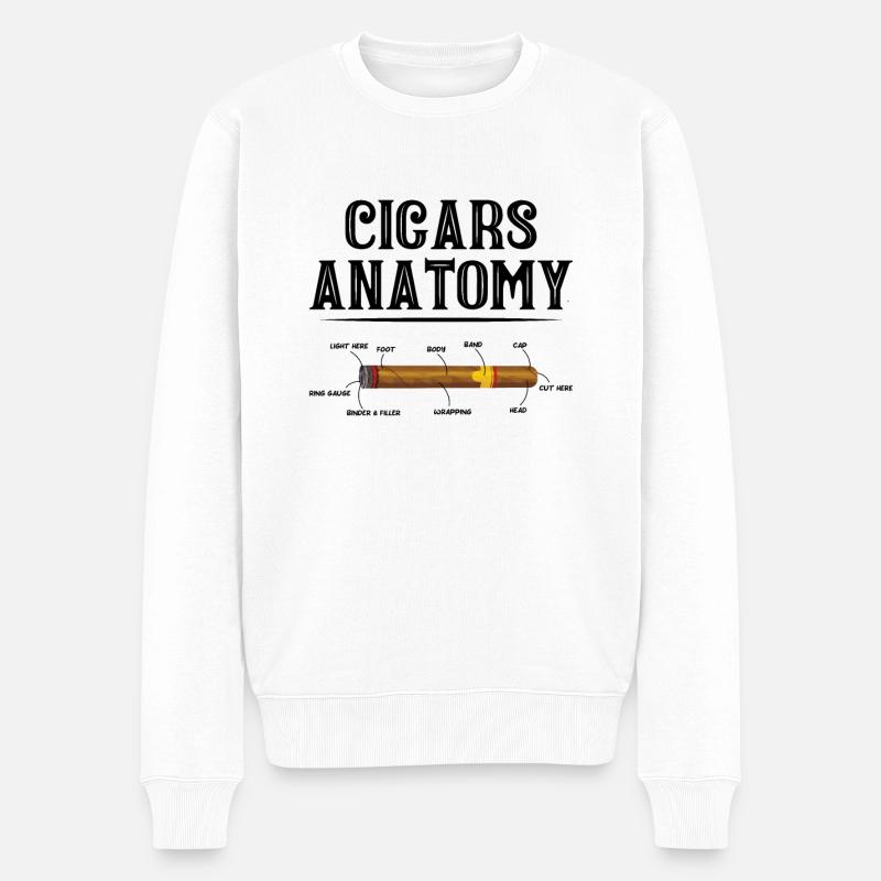 Zigarre Rauchen Zigarren Raucher - Männer Premium Bio Pullover - Weiß