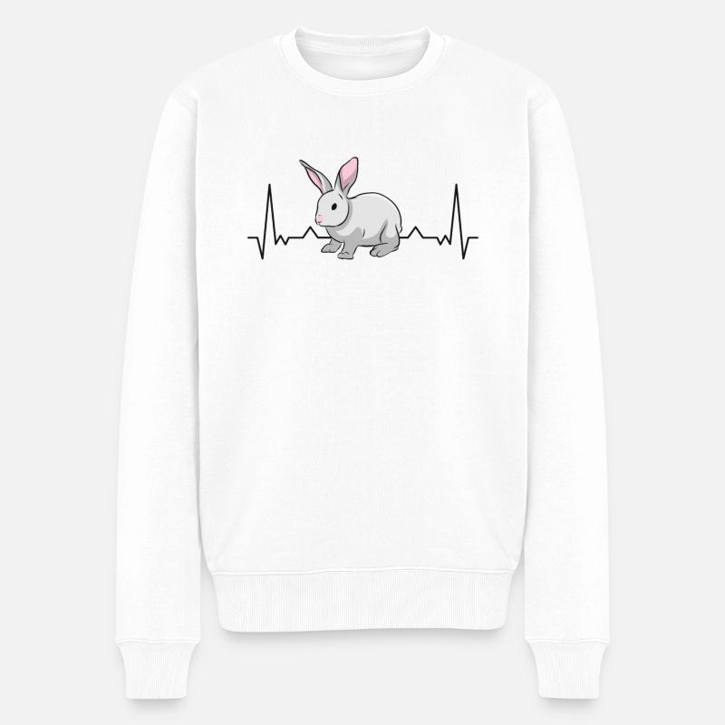 Lapin Heartbeat Bunny - Pull Premium bio Homme - blanc