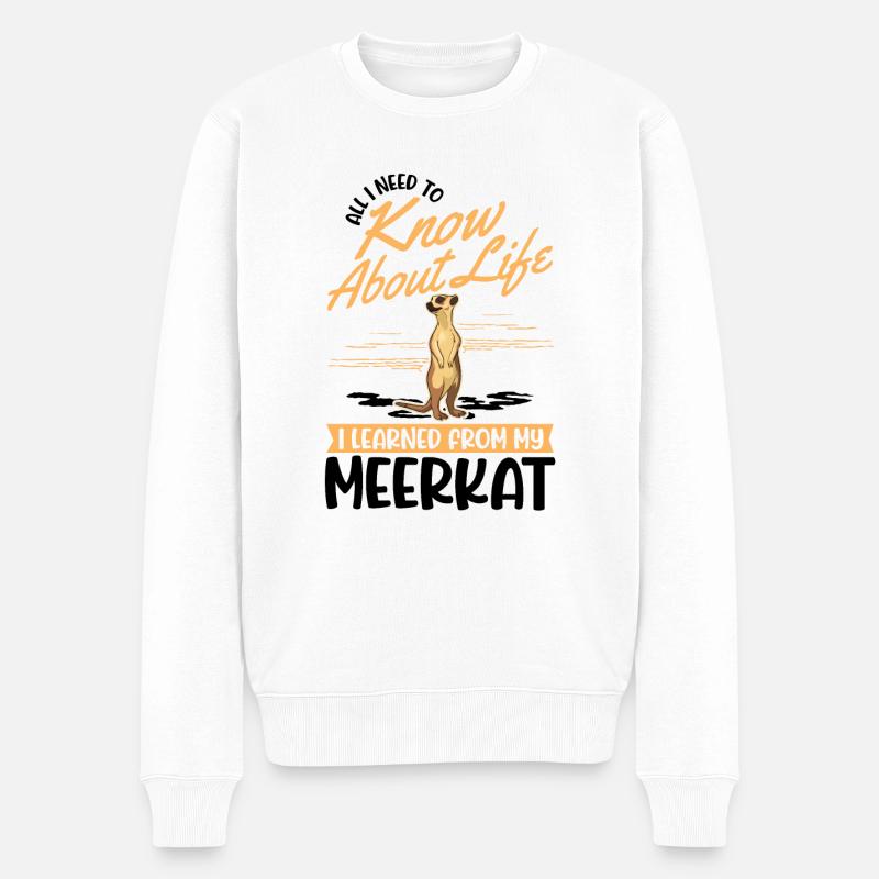 Erdmännchen Meerkat - Männer Premium Bio Pullover - Weiß