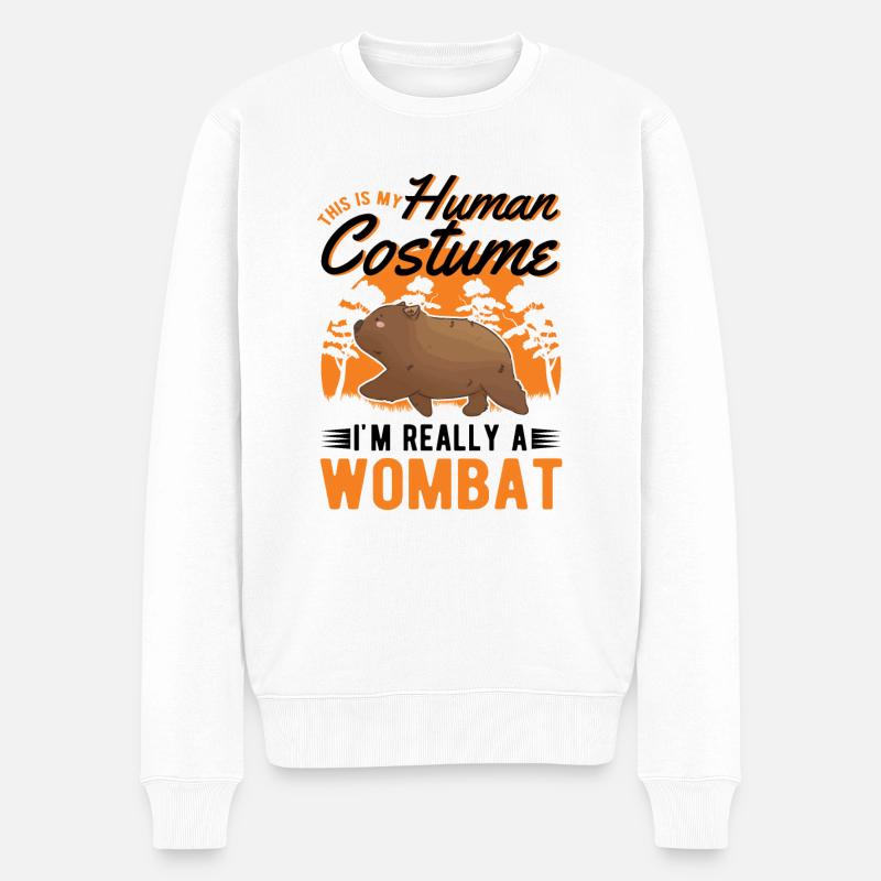 Wombat Human Costume Halloween - Männer Premium Bio Pullover - Weiß