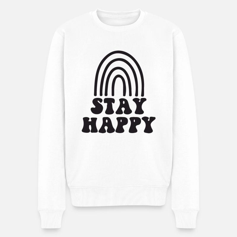 Restez heureux - Pull Premium bio Homme - blanc