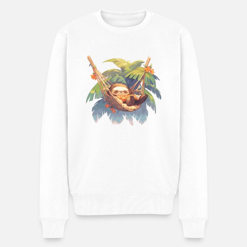 Faultier Hängematte Faultiere Faultier Palme - Männer Premium Bio Pullover - Weiß