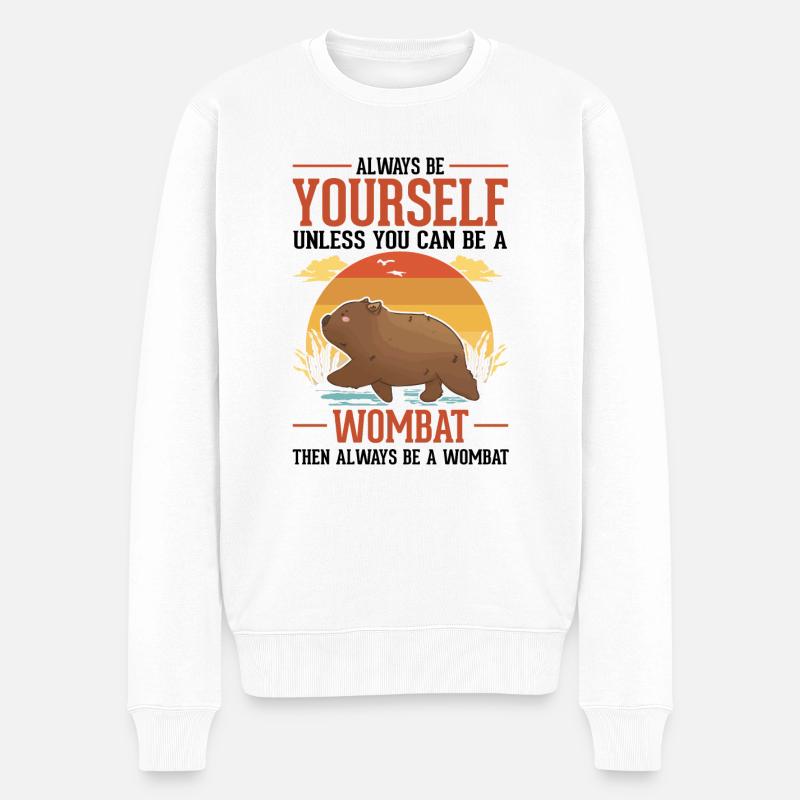Always be yourself Wombat - Männer Premium Bio Pullover - Weiß